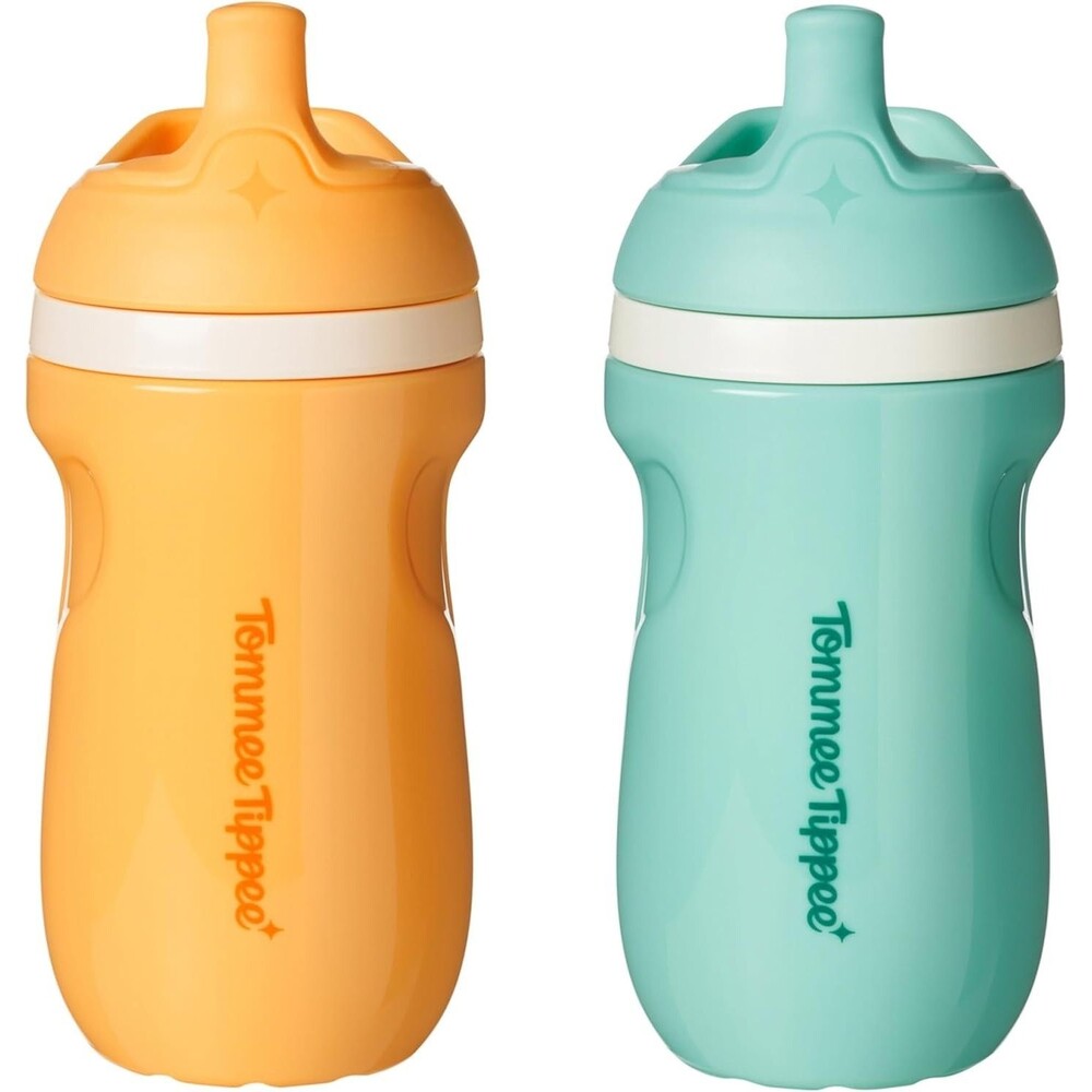 Tommee Tippee Insulated Sporty Sippy Cups 9oz Blue Orange 2 Pack Toddler
